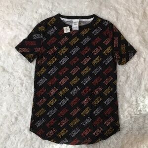 NWT PINK Victoria’s Secret Blk Logo Pajama top XS